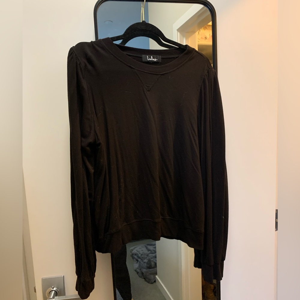 Lulus Black Puff Sleeve Long Sleeve Top
